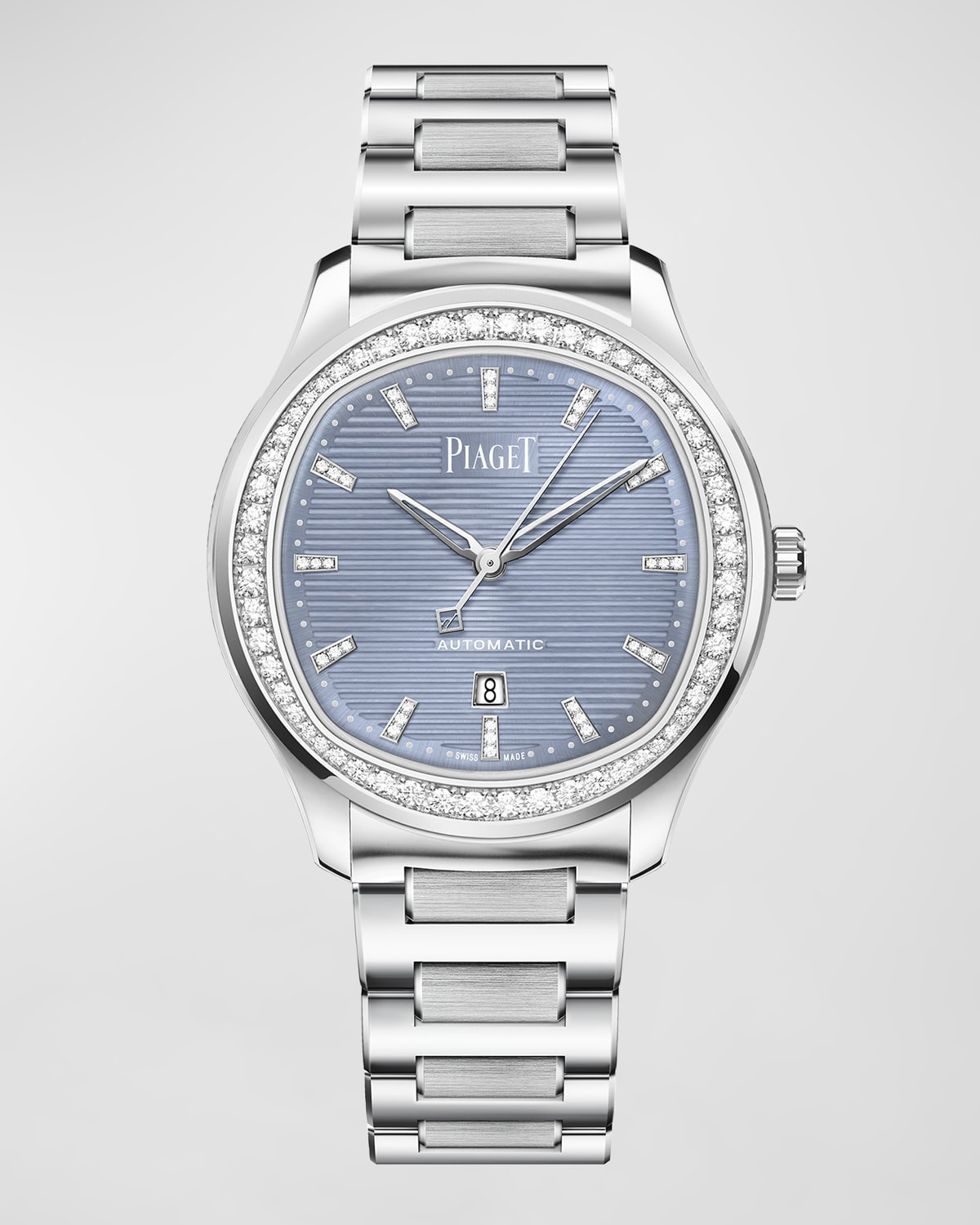 Polo 36mm Stainless Steel Blue Dial Diamond Watch | Neiman Marcus
