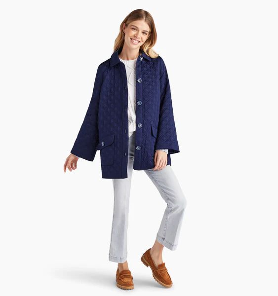 The Quilt Coat - Navy Satin | Hill House Home