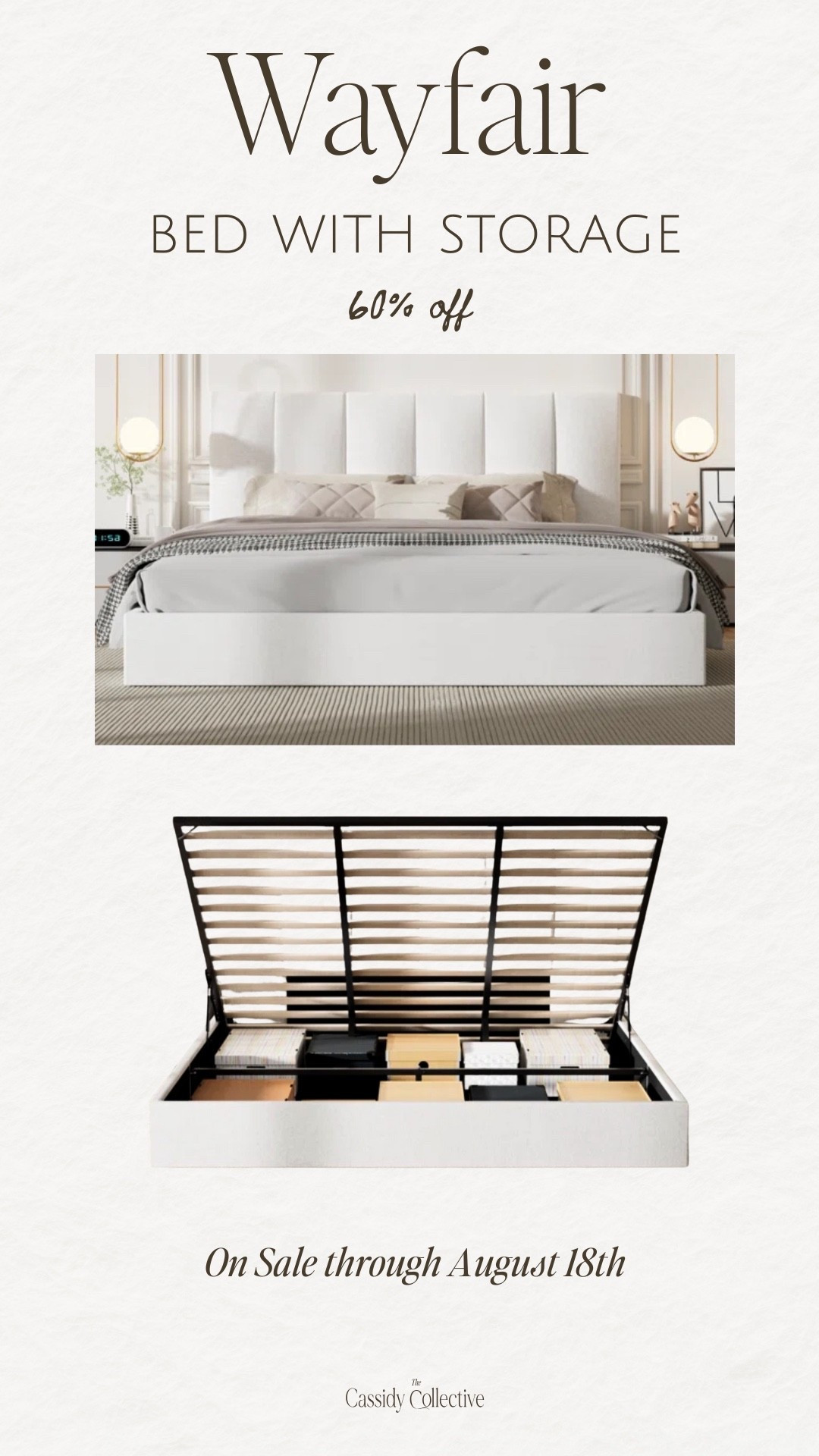 Wayfair bed with storage compartment on sale through 8/18

Bedroom
Home sale
Wayfair flash sale
Storage 
Headboard
Neutral Style 


#LTKSaleAlert #LTKHome #LTKFamily