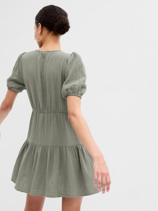 V-Neck Puff Sleeve Mini Dress | Gap Factory