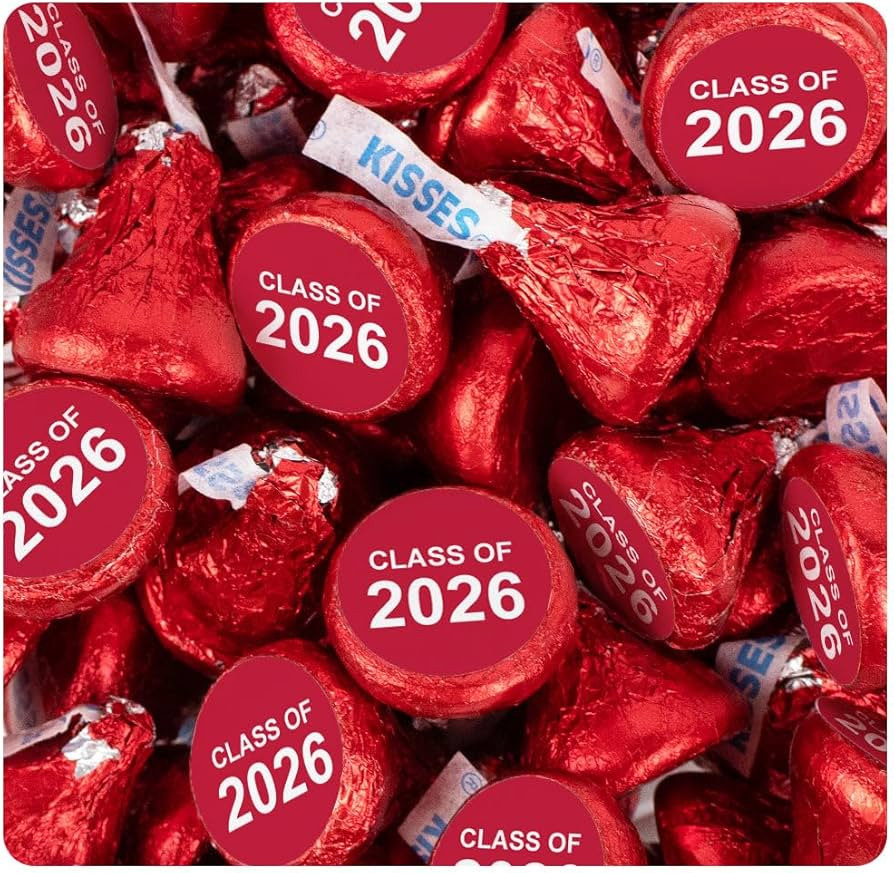 85 Pcs Red Graduation Candy Class of 2026 Stickered Milk Chocolate Kisses For Party Favors, Candy... | Amazon (US)