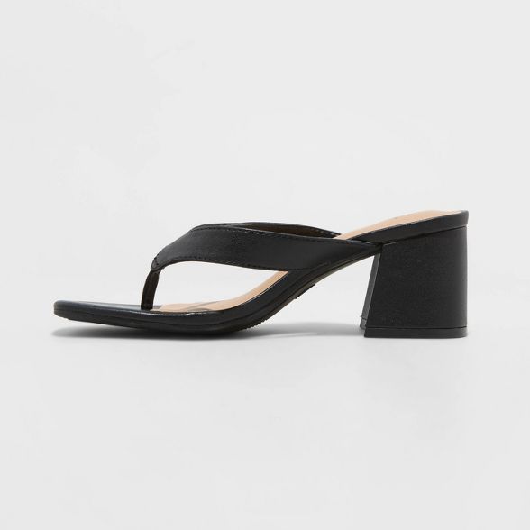 Women's Hazel Heel Thong Sandals - A New Day™ Black | Target