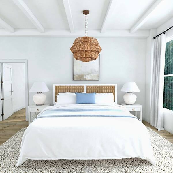 Hillsdale Furniture Serena Wood and Cane Panel Bed - White - Queen | Bed Bath & Beyond