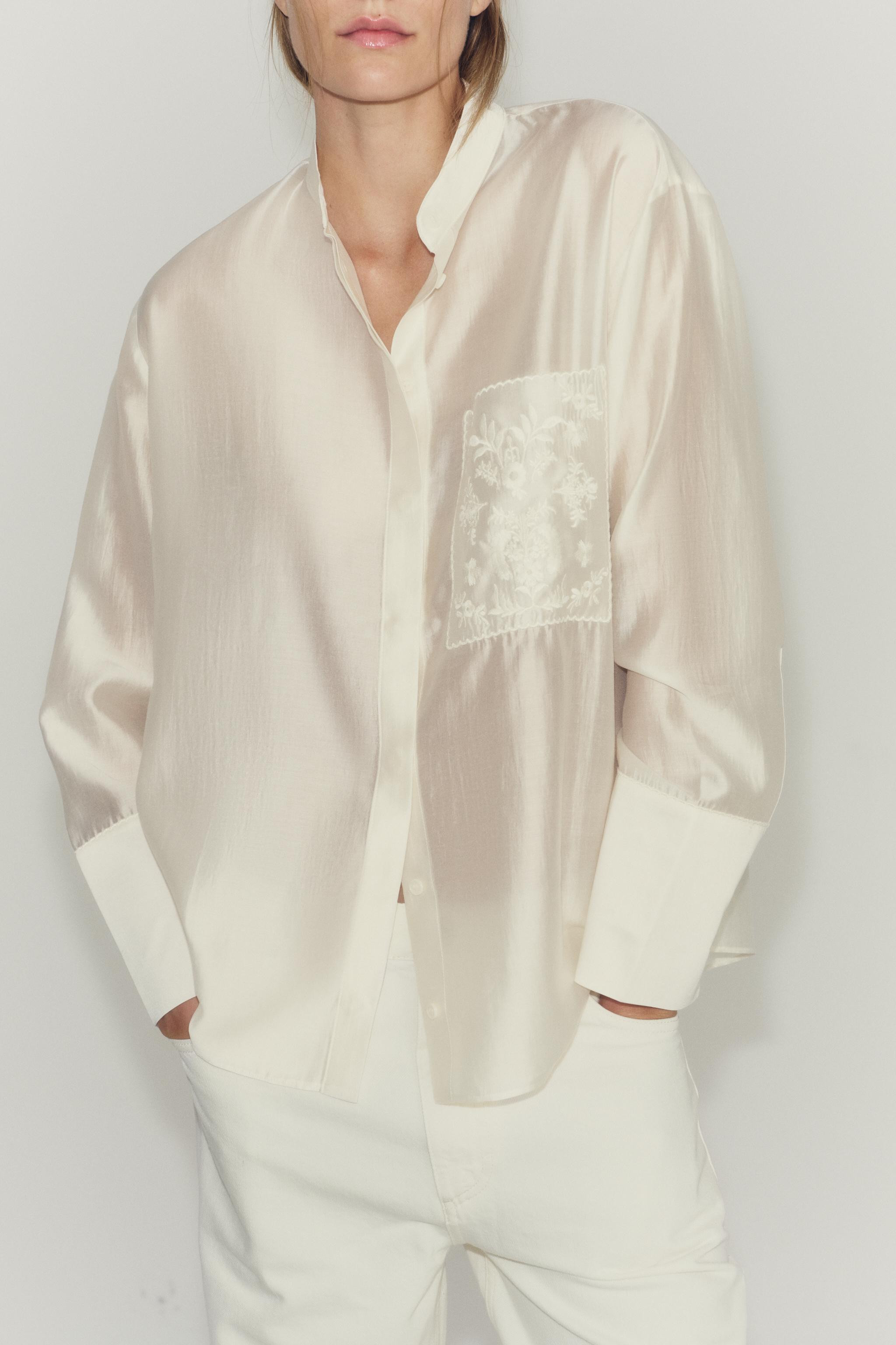 ZW COLLECTION EMBROIDERED POCKET SHIRT | Zara US