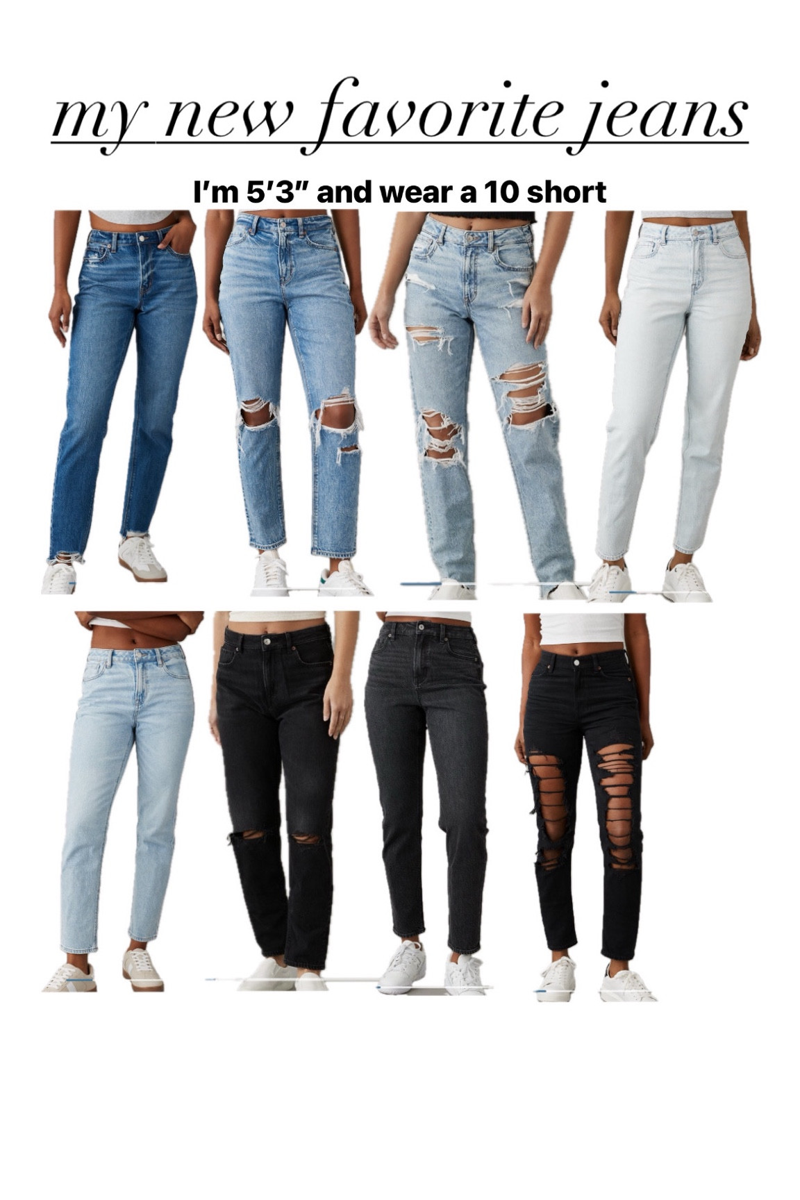 Straight mom jeans that aren’t baggy. I originally bought the 10 regular but I like where the 10 short hit my ankle more.

| american eagle, aerie, spring denim, mom jeans |  
