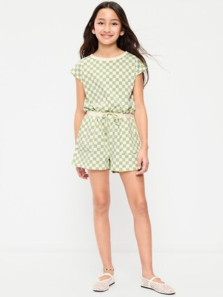 Short-Sleeve French Terry Utility Romper for Girls | Old Navy (US)