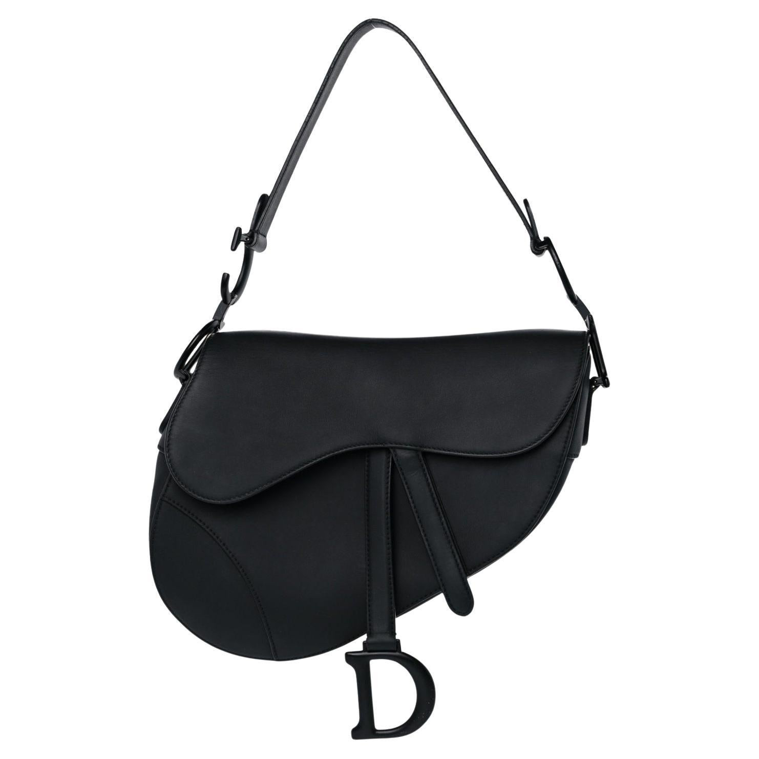 Dior Monochrome Ultramatte Black Calfskin Saddle Bag For Sale at 1stDibs | 1stDibs