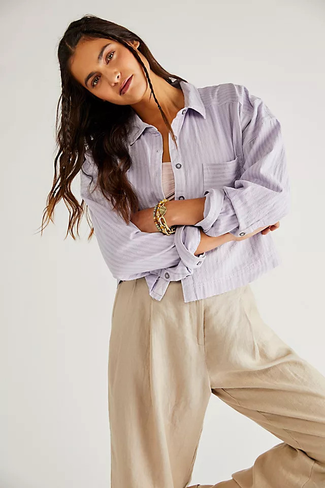 Chrissy Crop Oxford Top | Free People (Global - UK&FR Excluded)