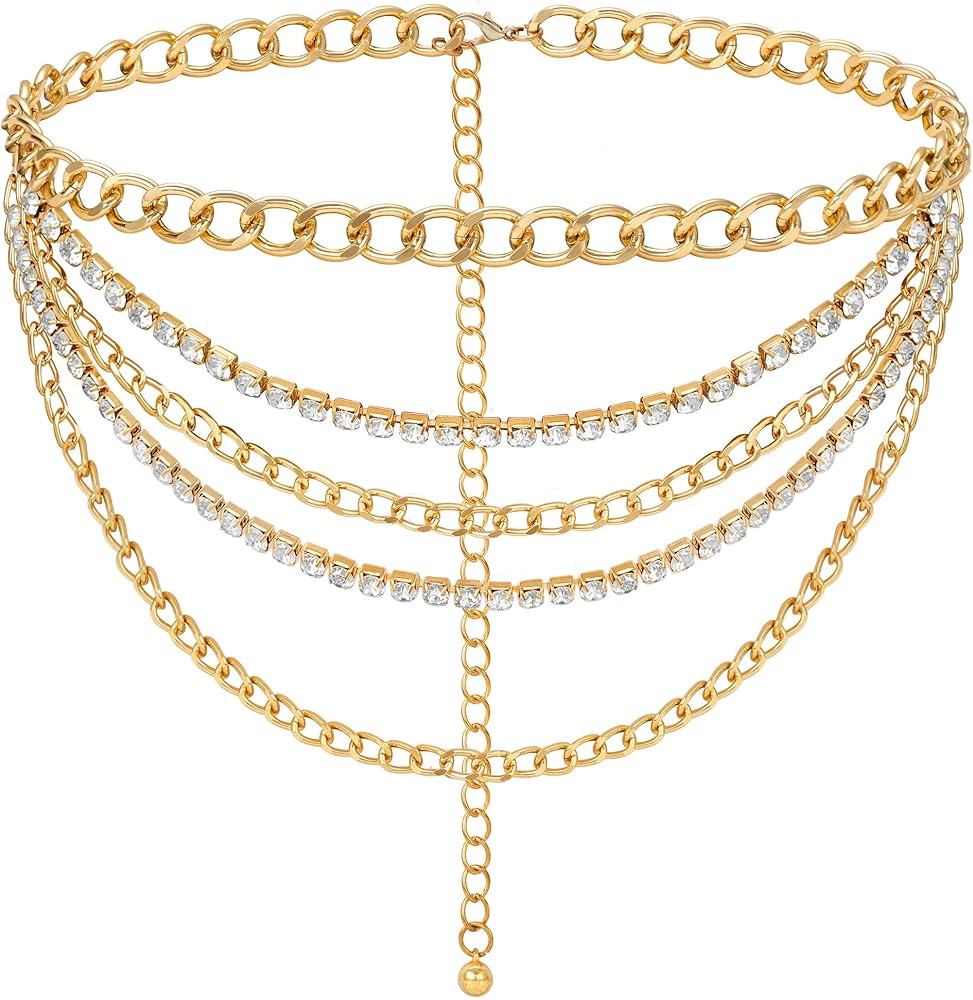 FIORETTO Chain Belt for Women Metal Waist Chain Fashion Multilayer Chain Belts for Dress | Amazon (US)