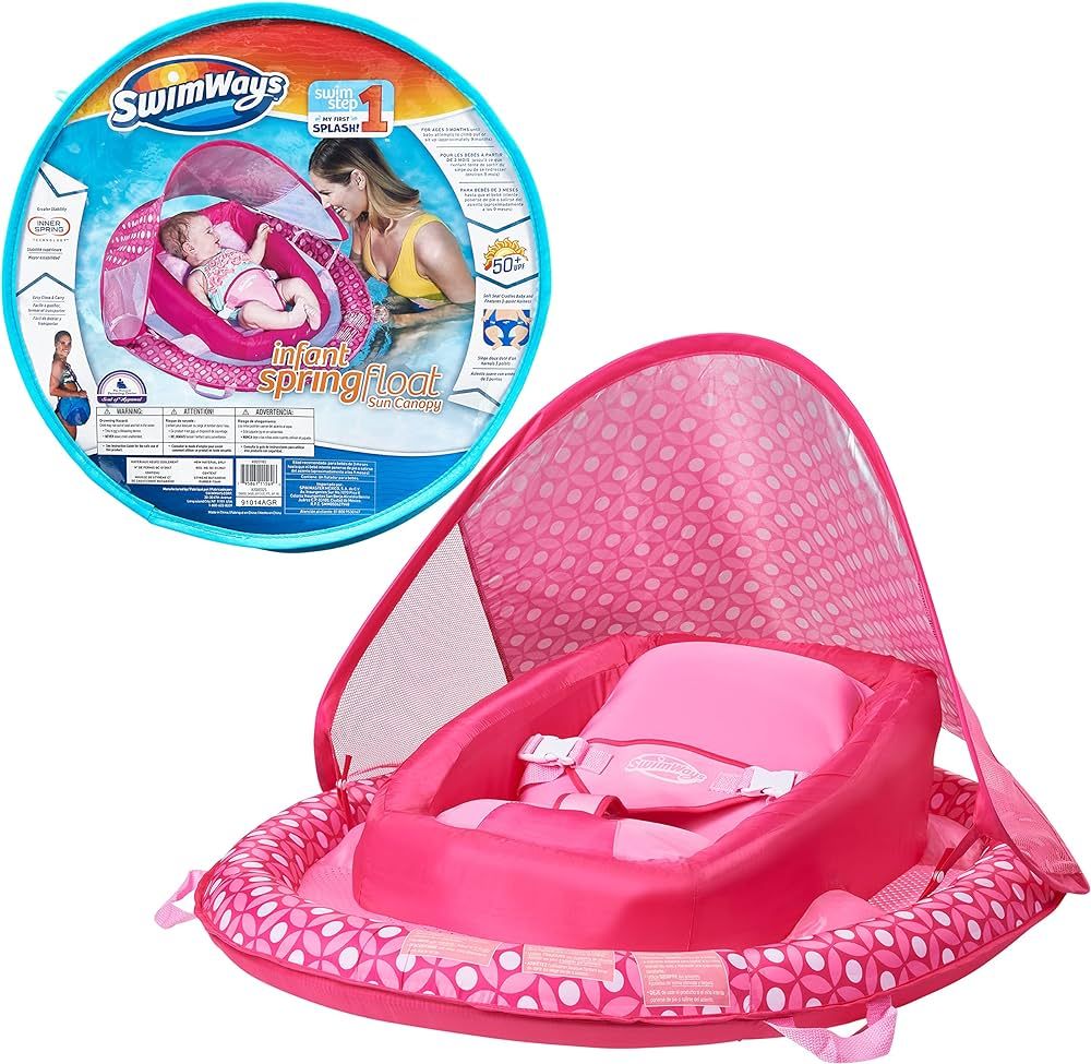 SwimWays Infant Baby Spring Float with Adjustable Sun Canopy - Pink Flower | Amazon (US)