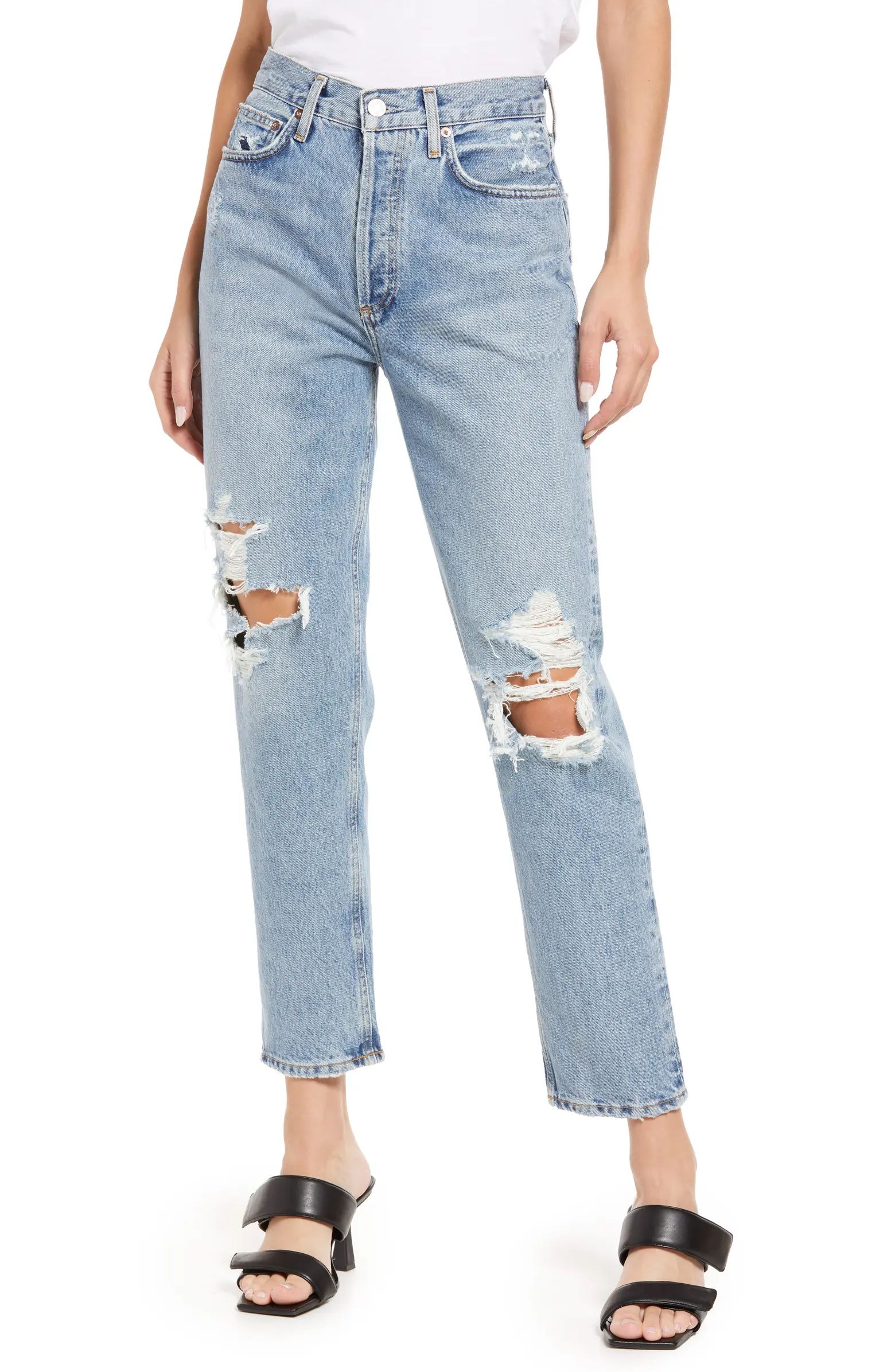 AGOLDE Fen Ripped High Waist Straight Leg Organic Cotton Jeans | Nordstrom | Nordstrom