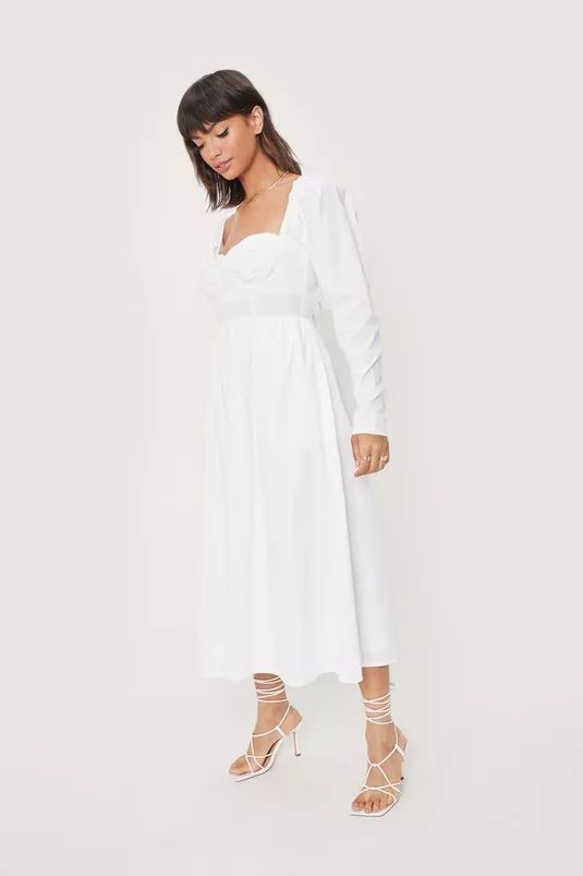 Ruched Bust Tie Back Midi Dress | NastyGal (UK, IE)