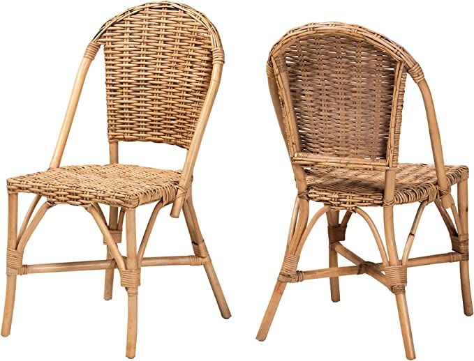 Baxton Studio Neola Dining Chairs, Set of 2, Natural Brown | Amazon (US)