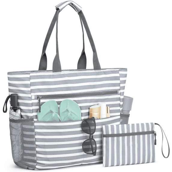 SpaceMuse Waterproof & Sandproof Beach Tote Bag for Women – Large Capacity Swim Pool Bag Zipper... | Walmart (US)
