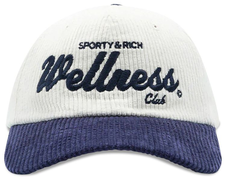 Sporty & Rich Corduroy Wellness Club Hat 'White/Navy' | GOAT