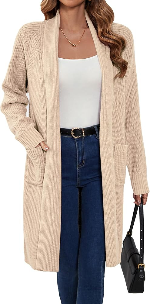 SuperPrity Cardigan Sweaters for Women Fashion 2024 Casual Open Front Knit Coat Long Sleeve Coati... | Amazon (US)