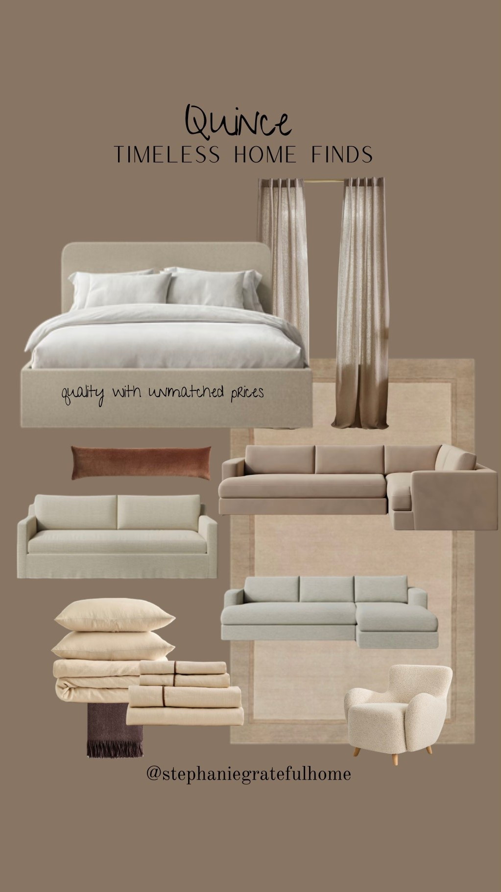 All these home finds are high end- top quality but- prices are unmatched.. 

Love quince bedding too so much and highly recommend. 

Sofa
Sectional 
Bed
Rug
Bedding 
Curtains 


#LTKHome