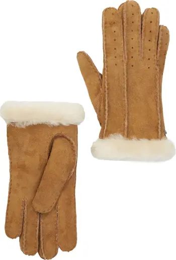 Classic Perforated Genuine Dyed Shearling Gloves | Nordstrom Rack