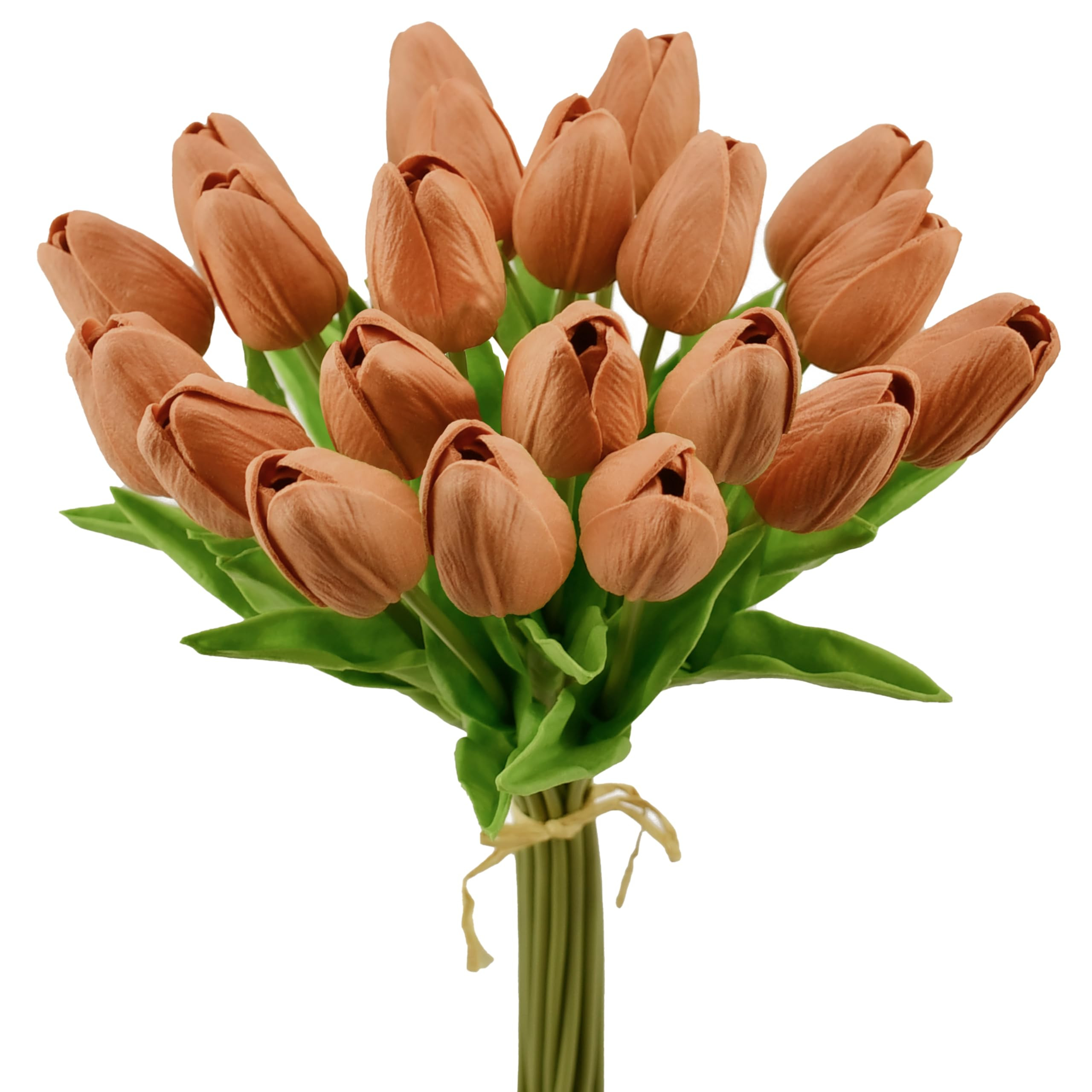 Mandy's Artificial Tulips 20 Stems Burnt Orange PU Faux Flowers for Valentine's Day and Easter De... | Amazon (US)