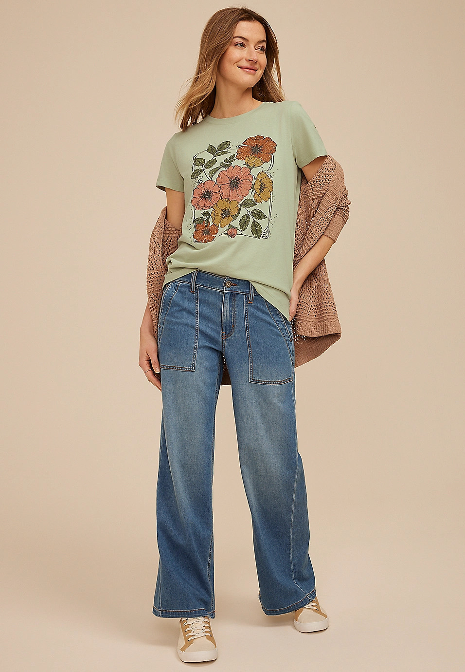 Vintage Floral Classic Fit Graphic Tee | Maurices