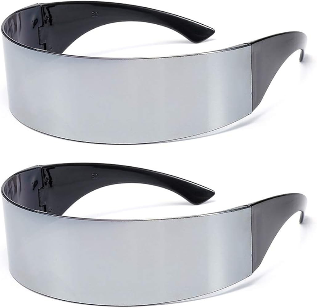 PLOPLO 2 Pack Futuristic Cyclops Monoblock Shield Mirrored Sunglasses Sunglass Glasses | Amazon (US)