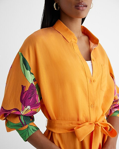 Floral Boyfriend Portofino Maxi Shirt Dress | Express