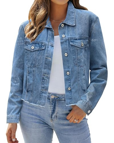 LookbookStore Denim Jacket for Women Women'sJacket Womens Blue Jean Jackets Jacket Jeans for Women Women'sFashion Blue Jacket Women Classic Blue Size Medium | Amazon (US)