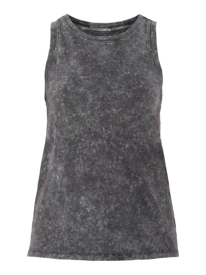 Time and Tru Women's Mineral Washed Cotton Tank Top with High Neck, Sizes XS-XXXL | Walmart (US)