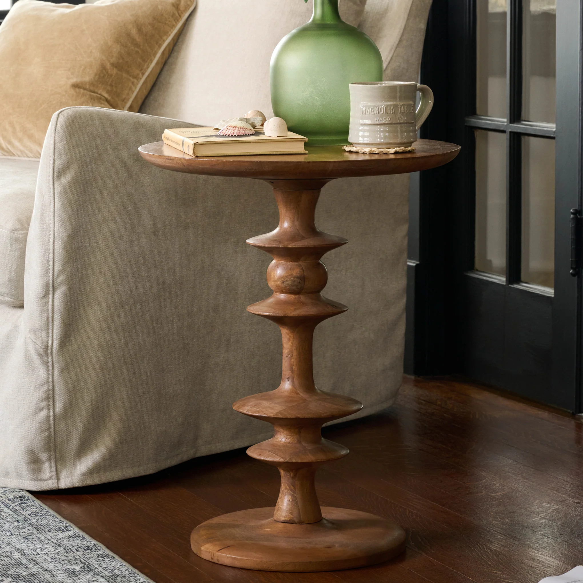 Enzo Turned Wood Side Table | Magnolia