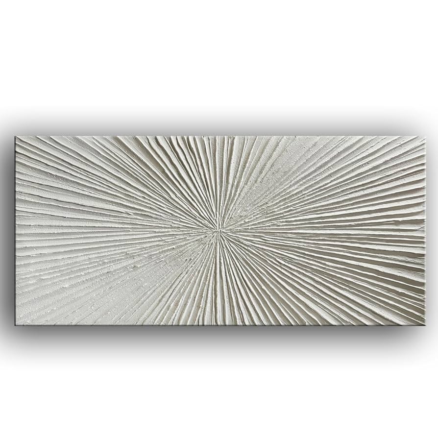 YaSheng Art - White Thick Texture Abstract Wall Art Oil Painting Hand-Painted Minimalist modern A... | Amazon (US)