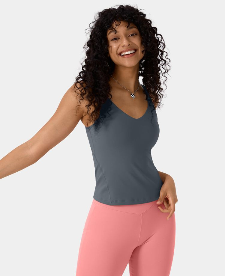 Women’s Softlyzero™ Plush Padded V Neck Plain Tank Top - Halara | HALARA