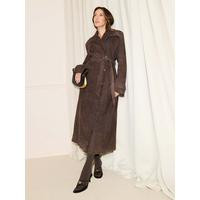 Michelle Keegan Real Suede Trench Coat - Brown | Very (UK)