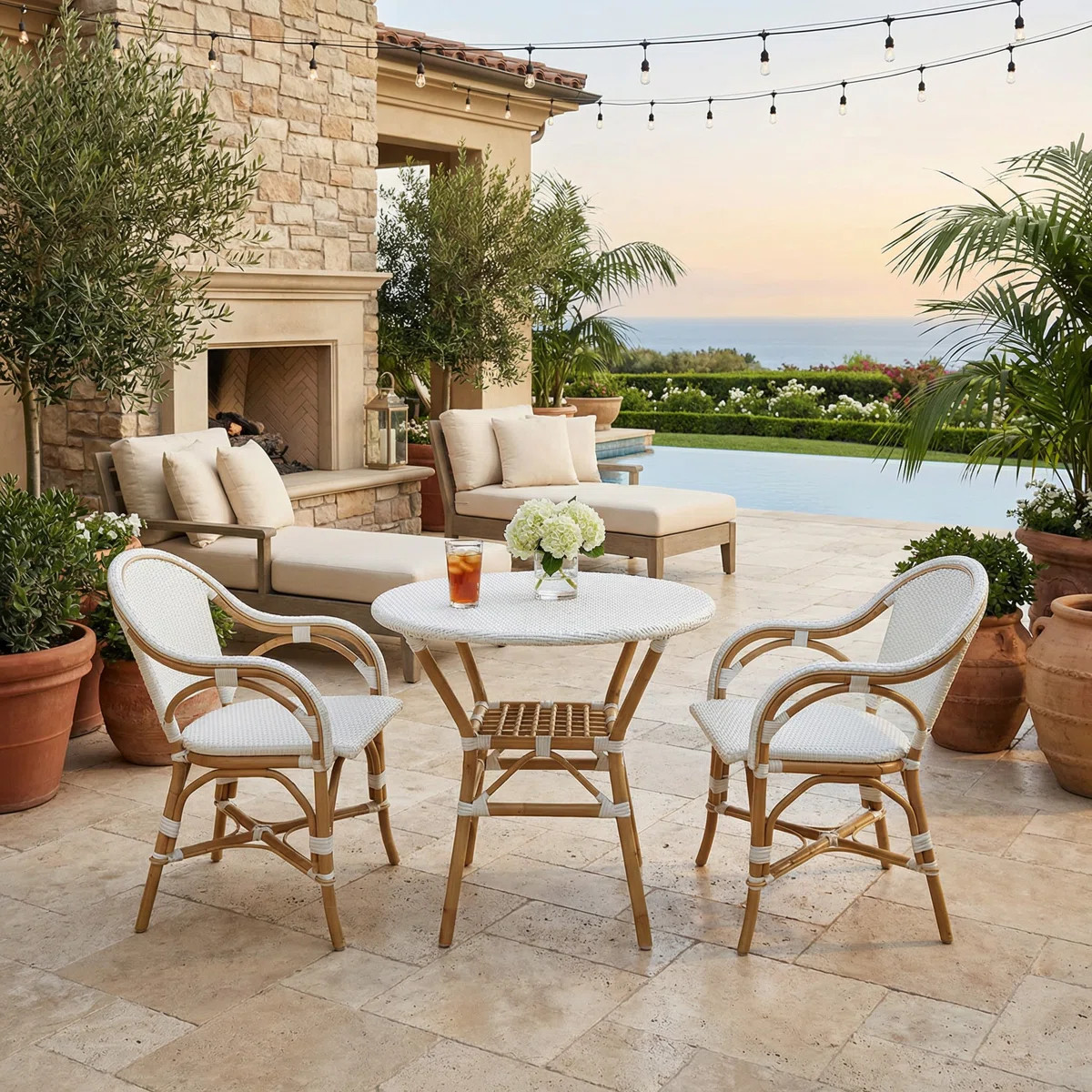 White Sierra Arm Chair Bistro Set Of 3 | Wayfair North America
