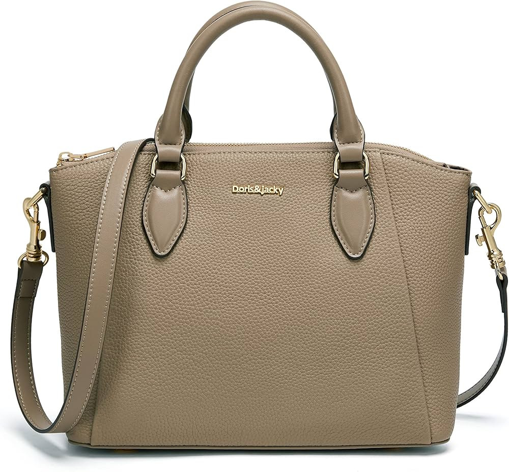 Satchel Handbags For Women Genuine Leather Shoulder Tote Handbags With Adjustable Strap (Grey) | Amazon (US)