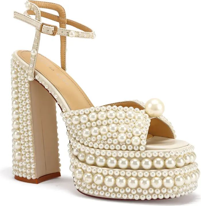Brissa Imitation Pearl Ankle Strap Platform Sandal (Women) | Nordstrom