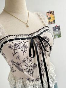 SHEIN WYWH Women's Romantic Floral Printed Halter Neck Ruffled Casual Summer Vest Top For Party/H... | SHEIN