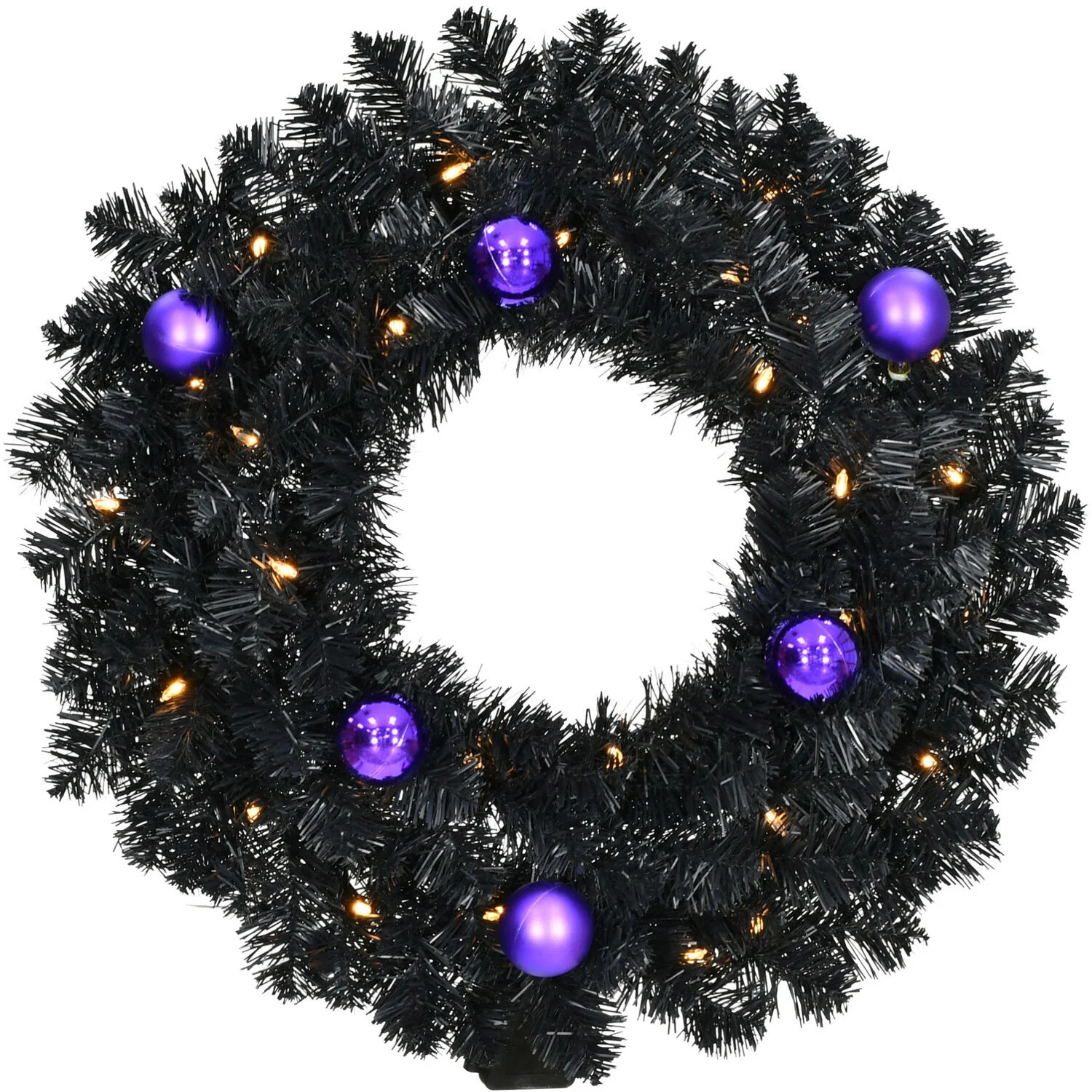 Haunted Hill Farm Spooky Tinsel Metal Clear Prelit LED Battery Operated Wreath, 24" (Black) | Walmart (US)