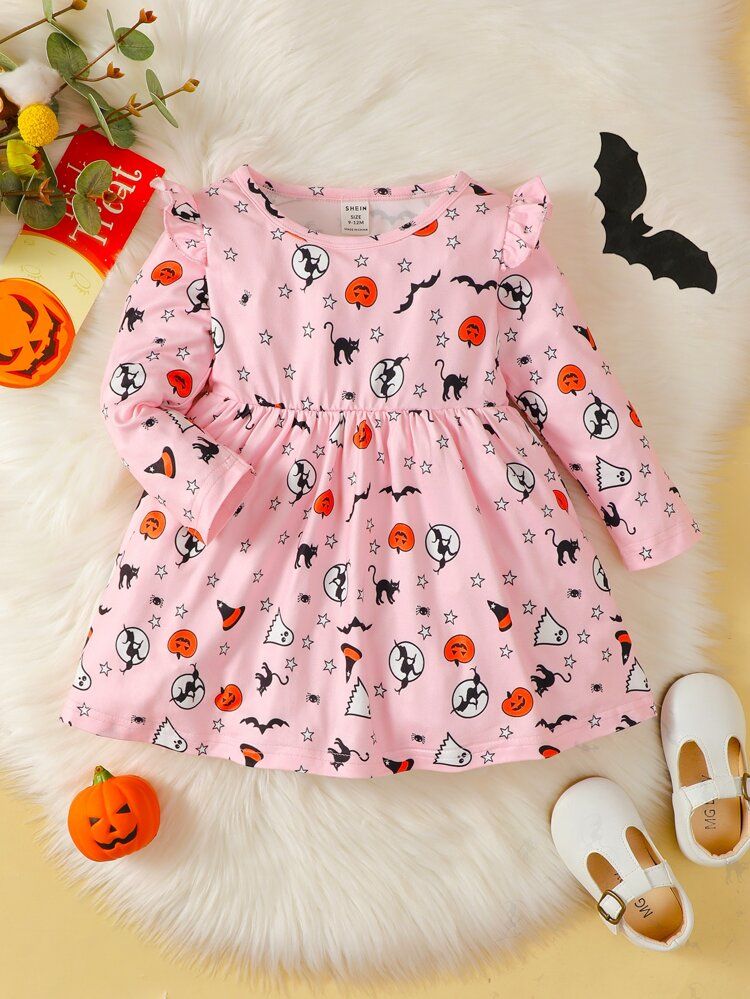 Baby Halloween Ruffle Trim Dress | SHEIN