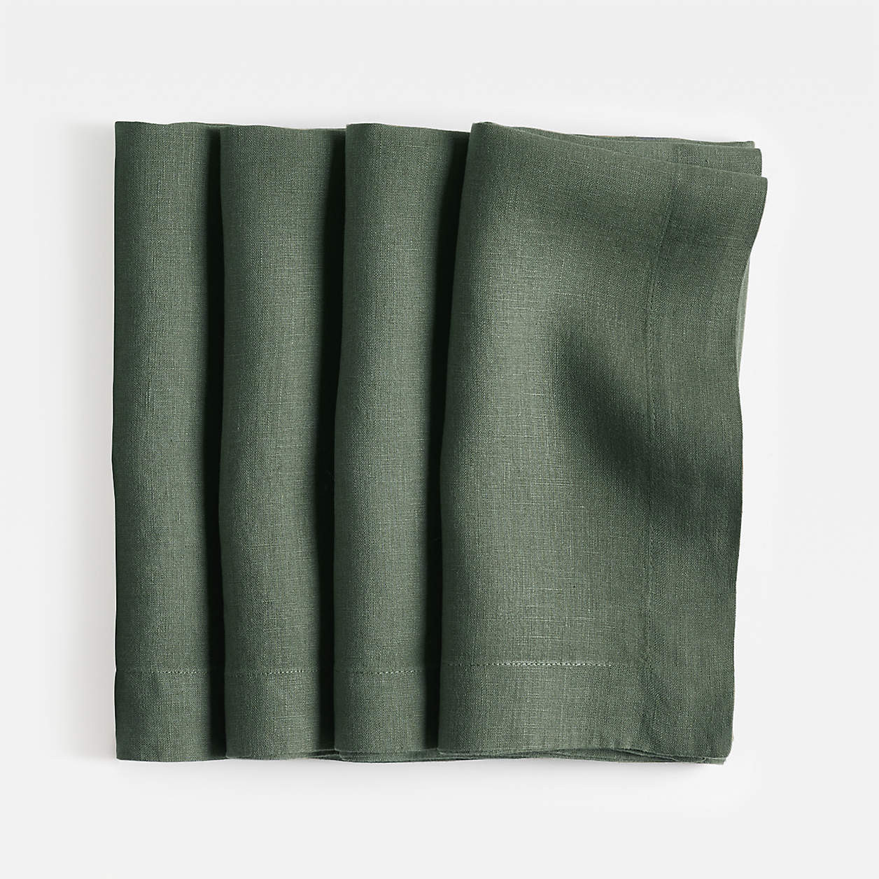 Marin Spruce Green EUROPEAN FLAX -Certified Linen Buffalo Check Napkin, Set of 4 + Reviews | Crat... | Crate & Barrel