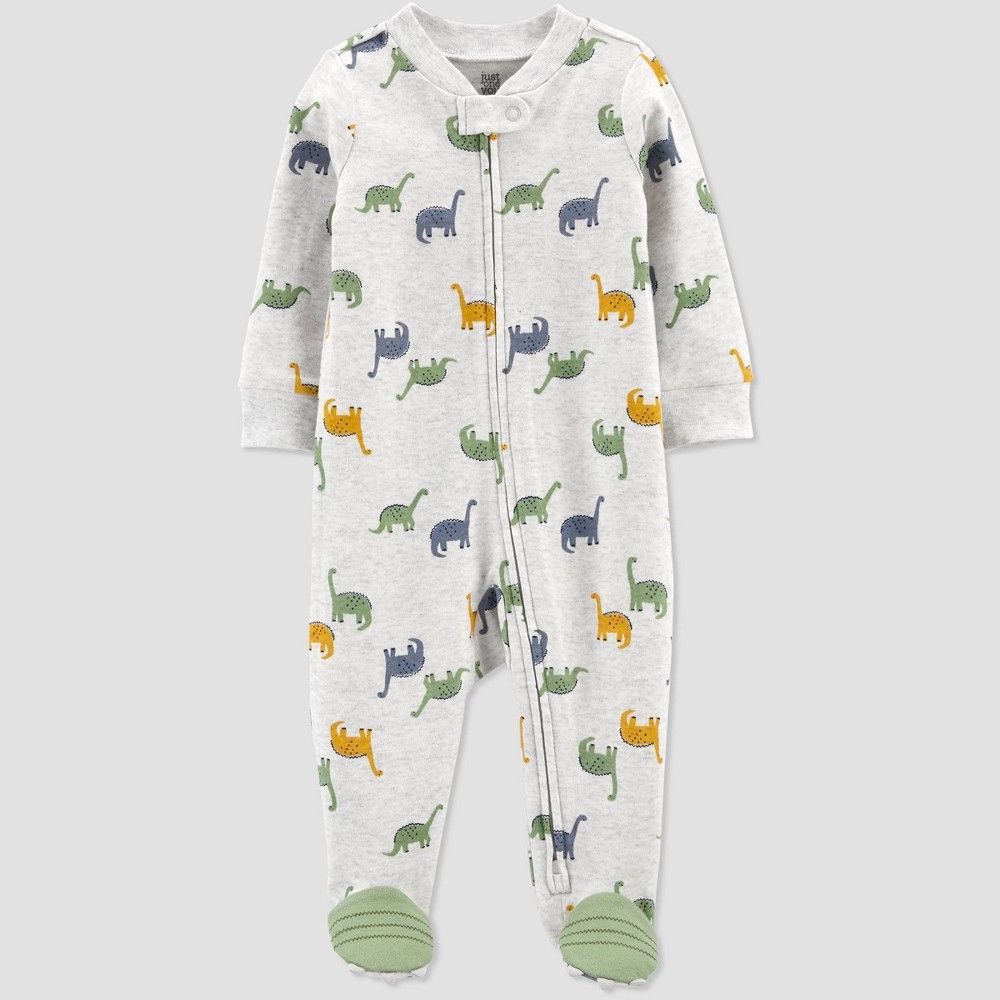 Baby Boys' Dino Interlock Footed Pajama - Just One You made by carter's Olive 3M, Green | Target