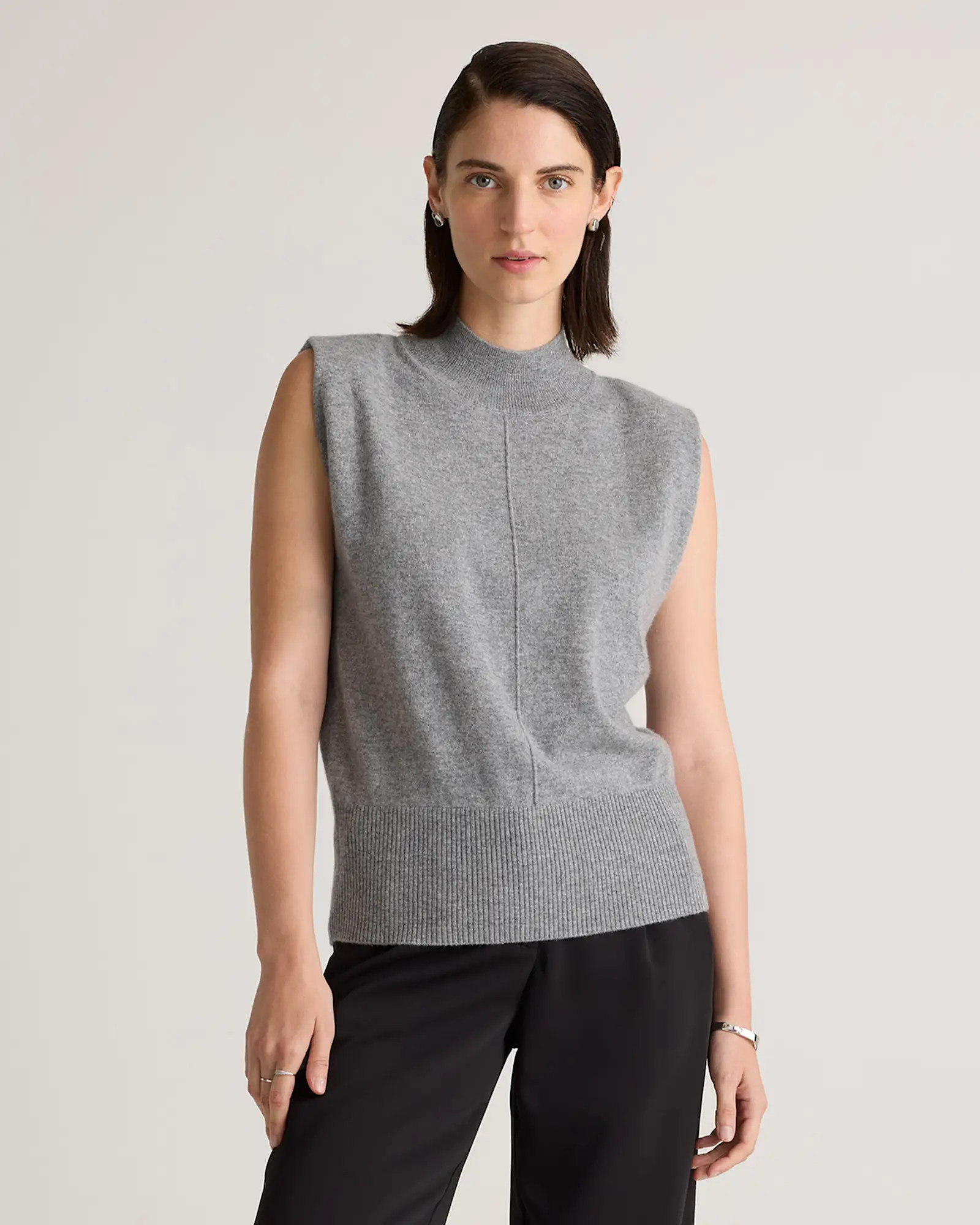 Mongolian Cashmere Padded-Shoulder Sweater Tank | Quince
