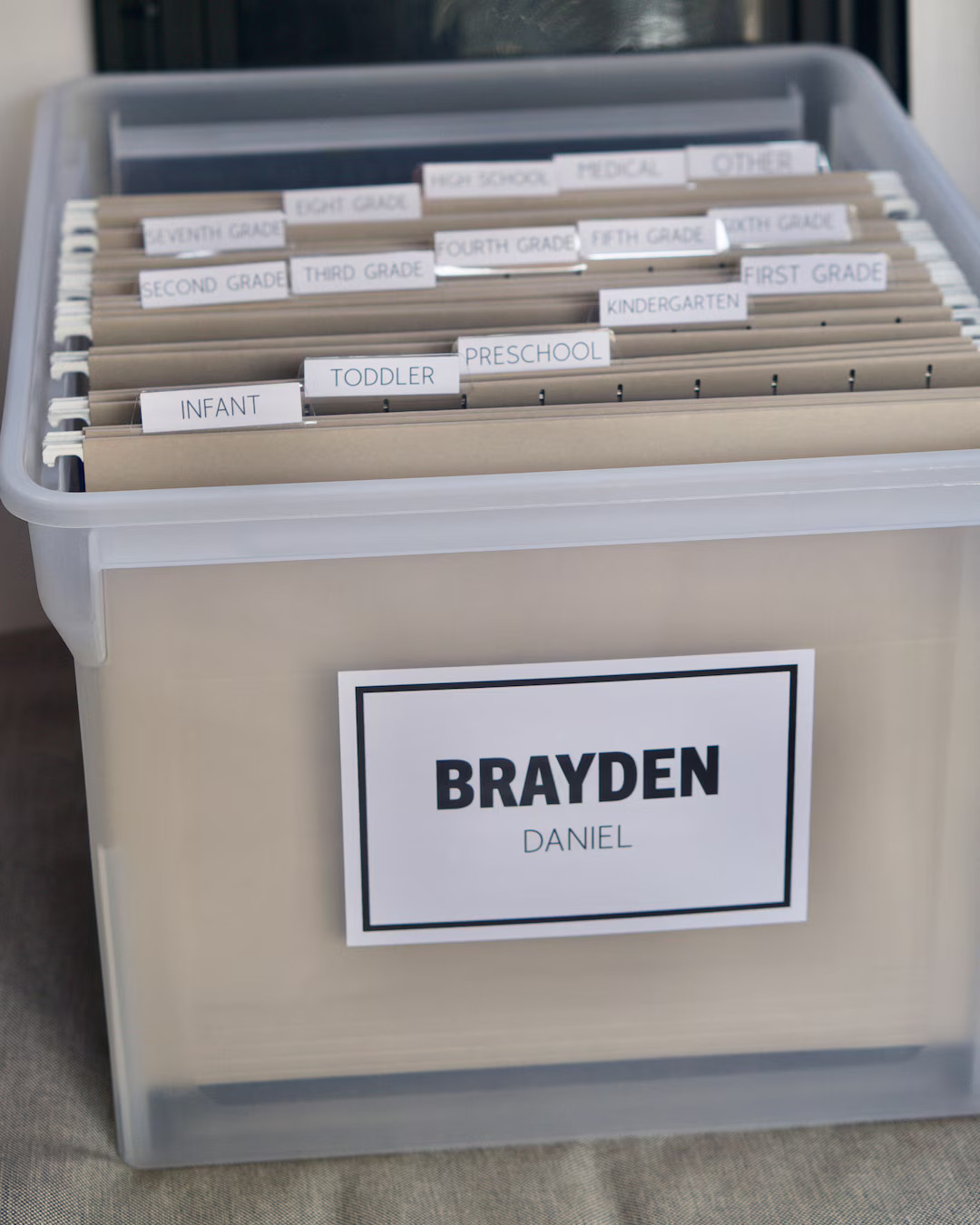 FULLY ASSEMBLED Kids Keepsake File Box Milestone Memory Box Organization School File Box Modern B... | Etsy (US)