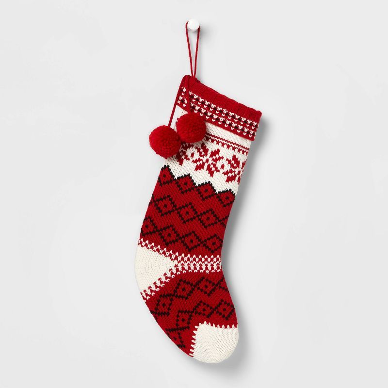 18.5" Fair Isle Snowflakes Knit Christmas Stocking - Wondershop™ | Target