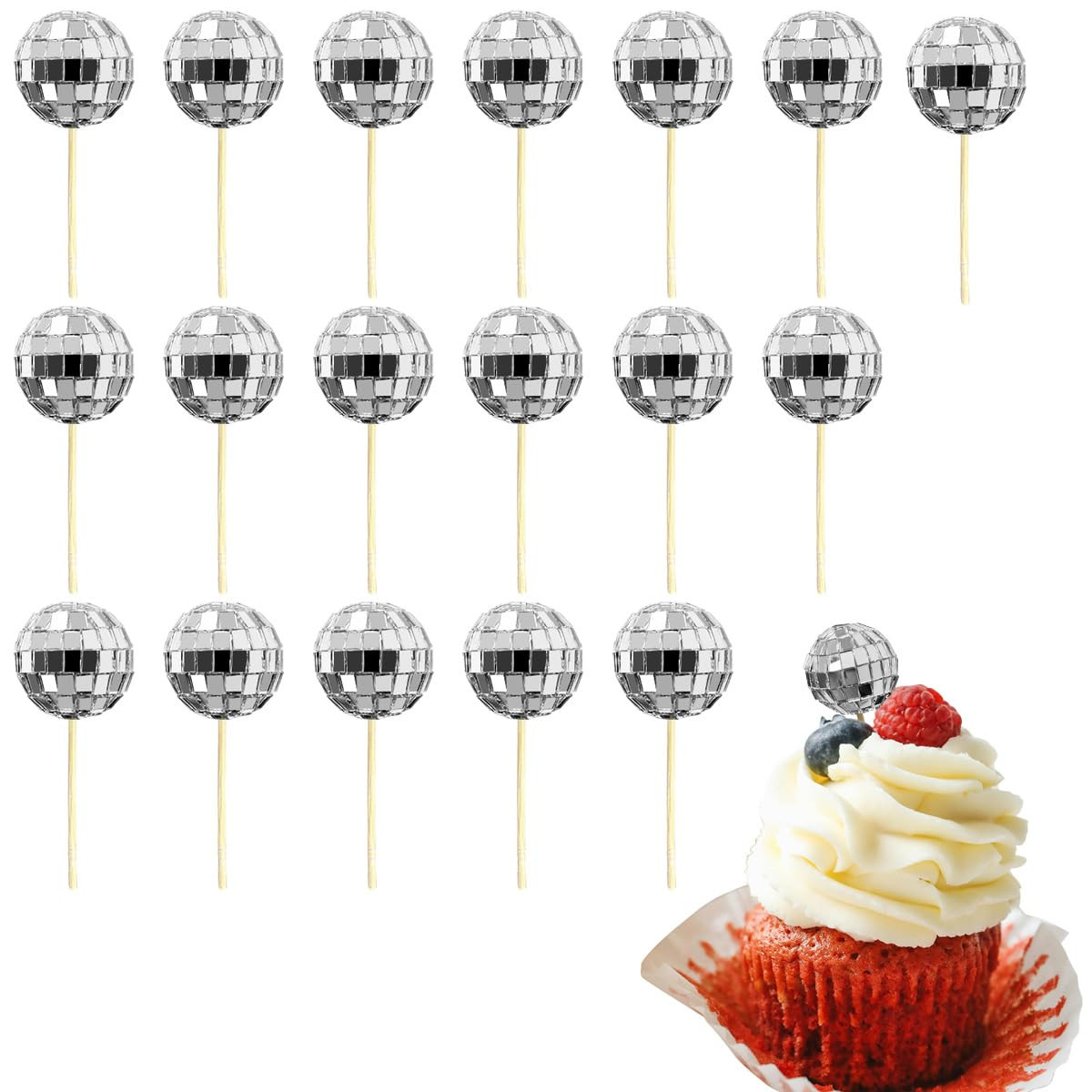 18PCS Disco Ball Cupcake Toppers, Disco Theme Cake Decorations Topper Accessories for Birthday Pa... | Amazon (US)