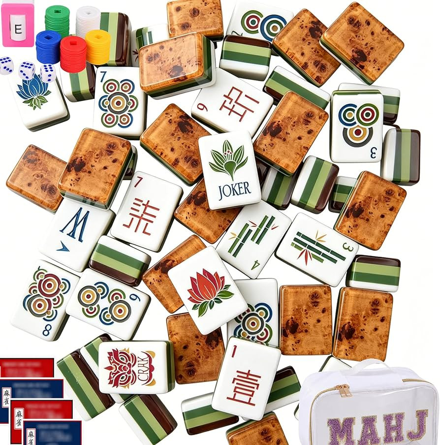 Wood Texture American Mahjong Tile Set with Accessories | Amazon (US)