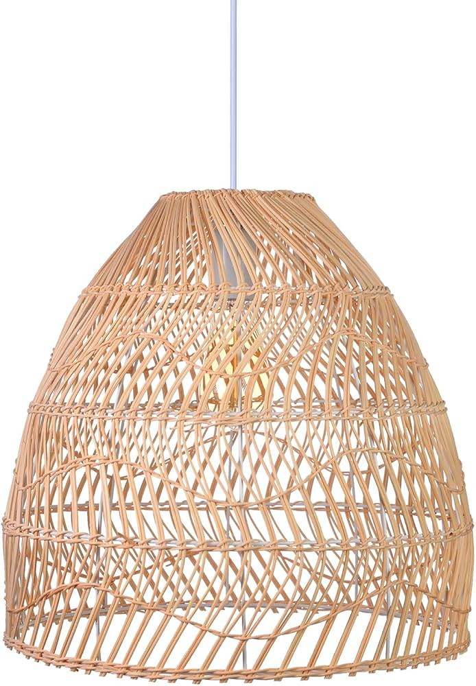 Arturesthome Rattan Pendant Light Fixture, Wicker Chandelier Boho Basket Ceiling Lighting, Large ... | Amazon (US)