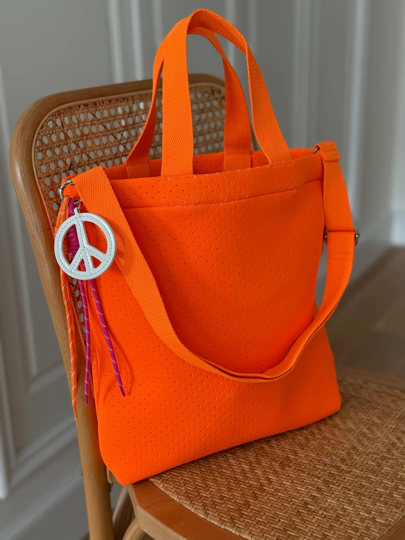 Trending Paracord Bag Charms - Peace Sign with Brown and Light Blue NEW! | Quilted Koala