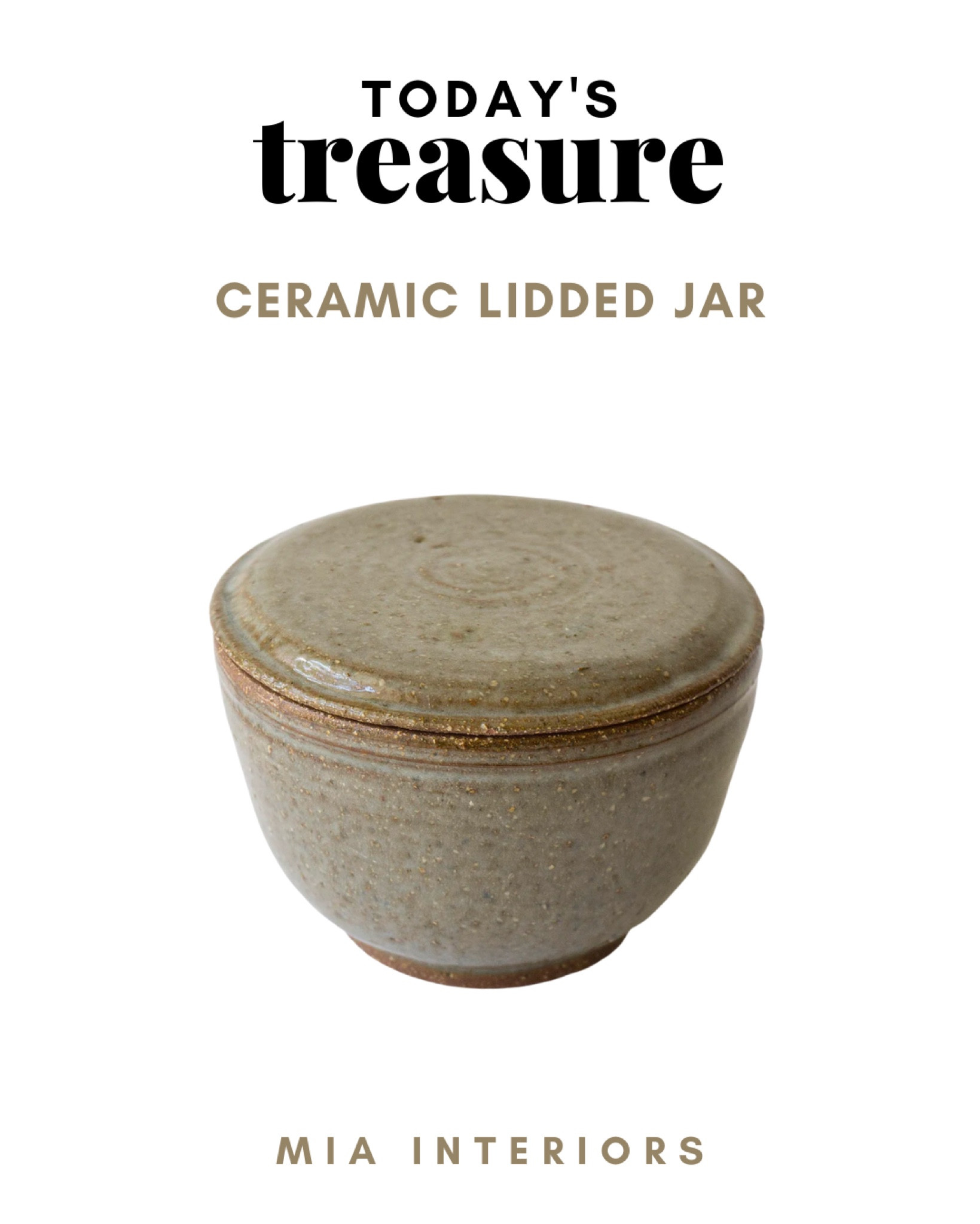 TODAYS TREASURE
Ceramic jar with lid 

#etsyfinds #thrifting #etsyantiques #ceramics #vintage #vintagetreasures #ceramicjar 

#LTKhome #LTKunder50 #LTKSeasonal