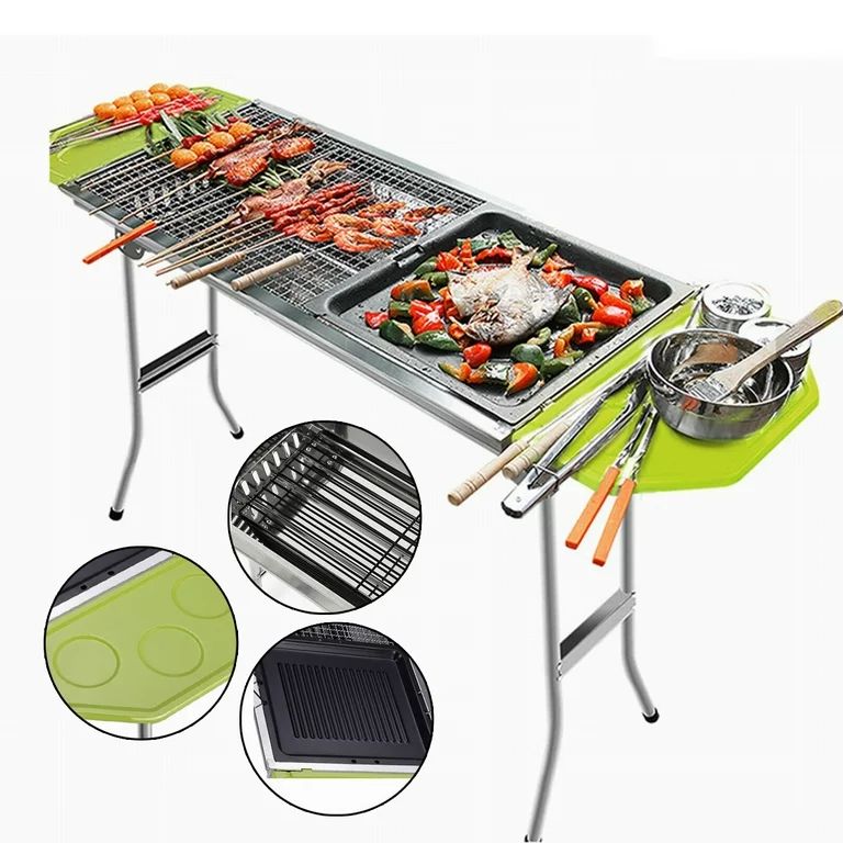 2-IN-1 Folding Charcoal BBQ Barbecue Grill Travel Garden Yard Picnic Camping Outdoor Cooking 38x2... | Walmart (US)