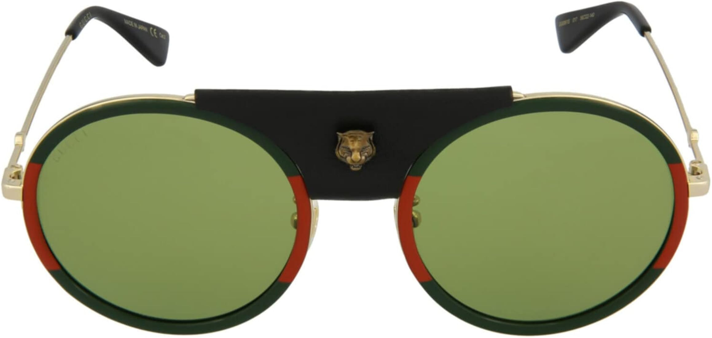 Gucci Round/Oval Sunglasses Gold Gold Green Luxury Eyewear Made In Japan Metal Frame Designer Fas... | Amazon (US)